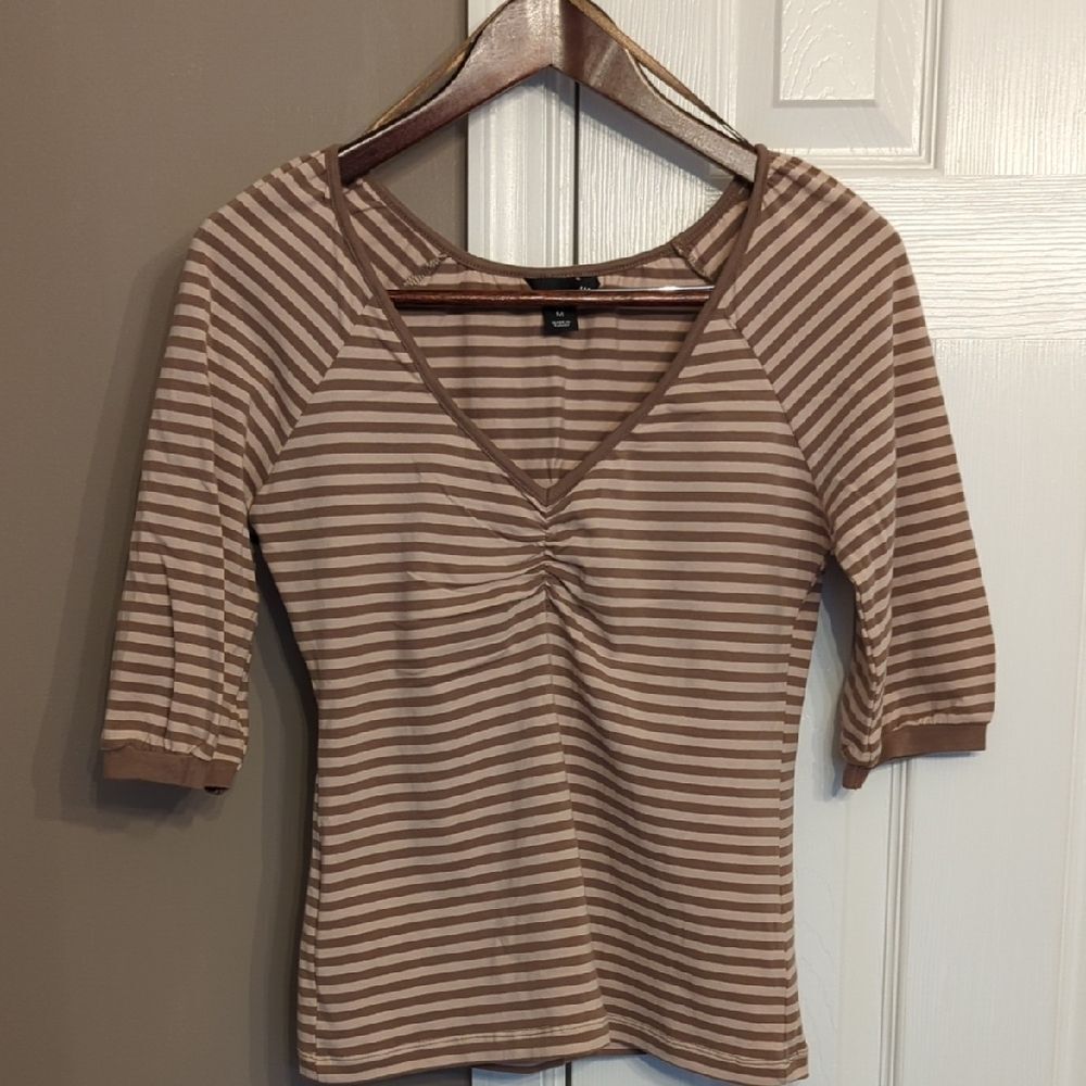 Y2K H&M Brown Striped Long Sleeve Top